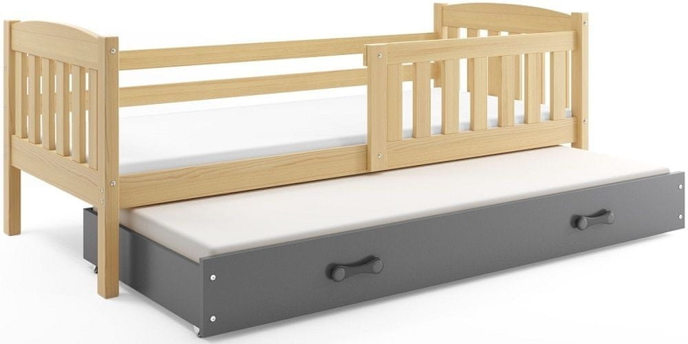 eoshop Detská posteľ s prístelkou KUBUS 2 90x200 cm, borovica/grafitová (Voľba matraca: Penový matrac)